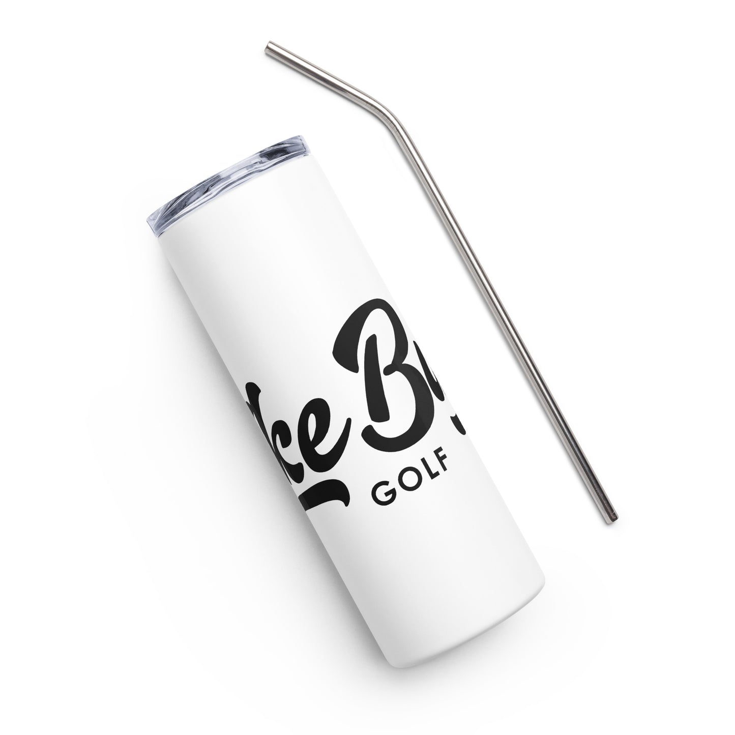 Stainless steel tumbler with Mike Bury Golf Logo