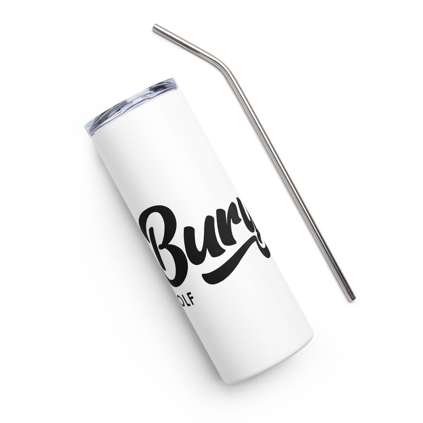 Stainless steel tumbler with Mike Bury Golf Logo
