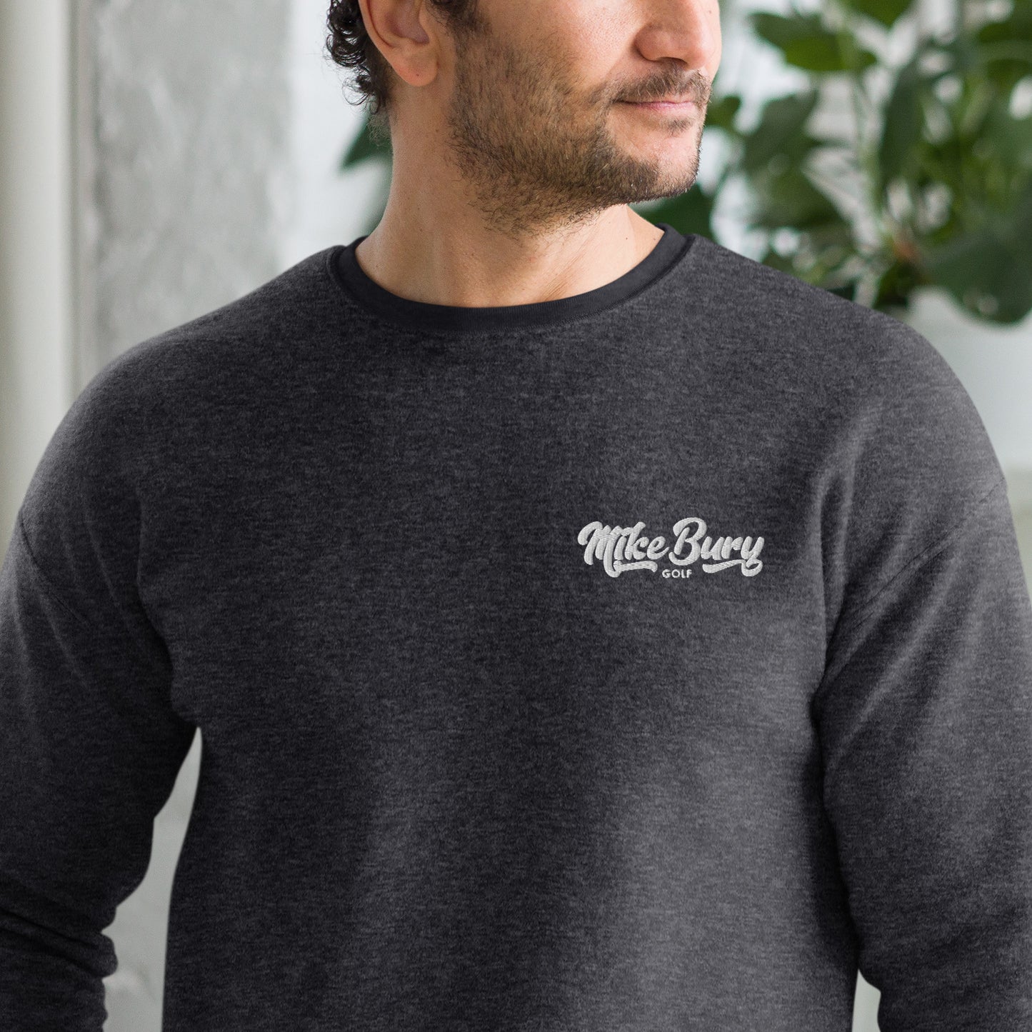 Unisex sueded fleece sweatshirt with Mike Bury Golf Logo